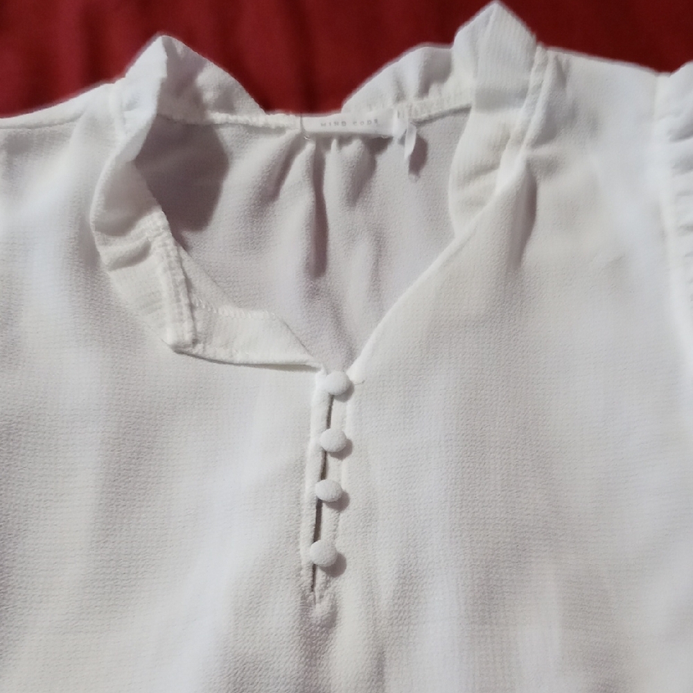 Mind Code Ivory Ruffle Sleeve Blouse - Picture 3 of 4
